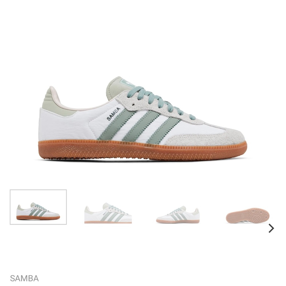 Sambas Women’s OG White Silver Green - size 7.5, never worn